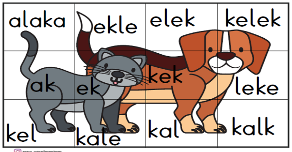 1.Sınıf İlk Okuma Yazma (K-k Sesi) Puzzle Çalışması-Renkli Ve Renksiz