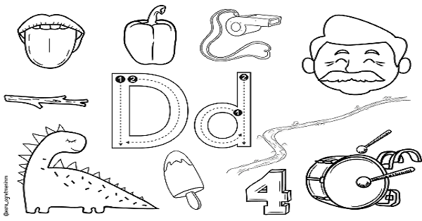 1.Sınıf İlk Okuma Yazma (D-d Sesi) Görselleri-Renksiz