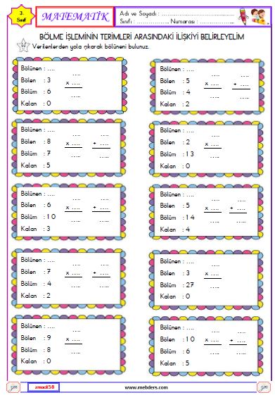 3. Sınıf Matematik Bölüneni Bulma Etkinliği 3