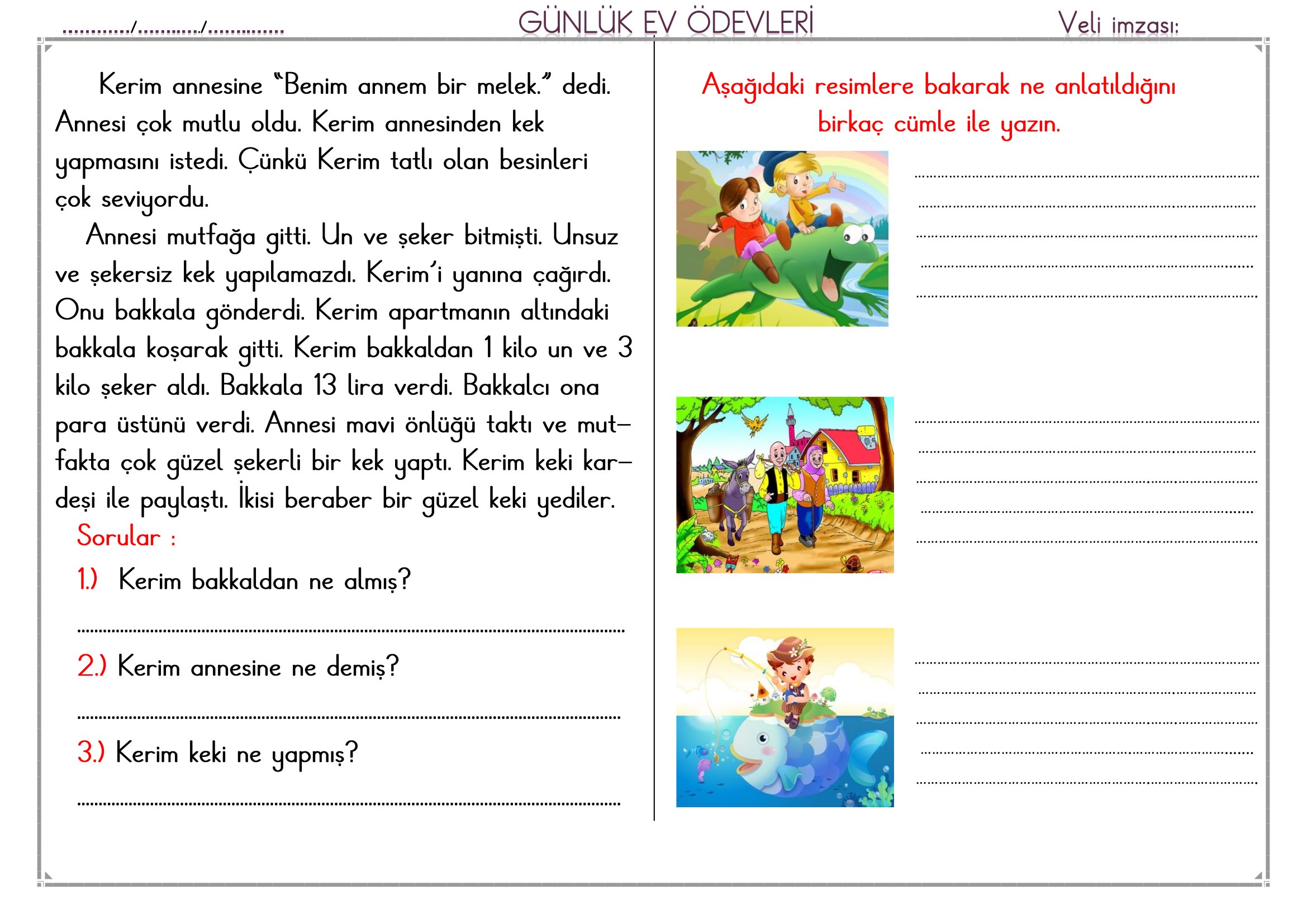 1.Sınıf - 13 Şubat 2026 Günlük Ev Ödevleri