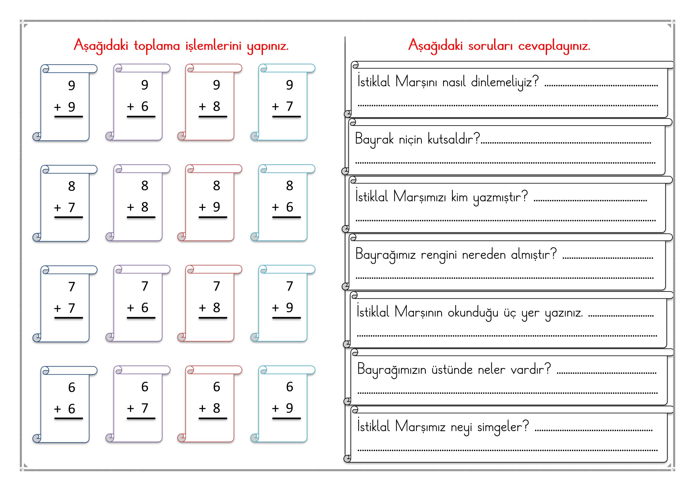 1.Sınıf - 11 Şubat 2026 Günlük Ev Ödevleri