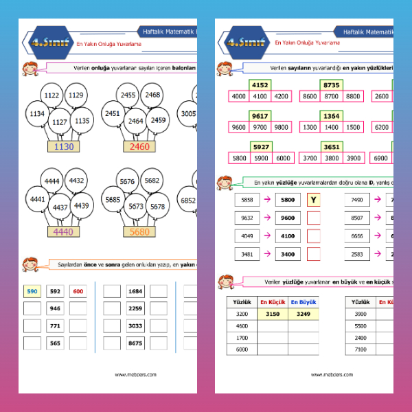 4. Sınıf Matematik - En Yakın Onluğa ve Yüzlüğe Yuvarlama Etkinlikleri