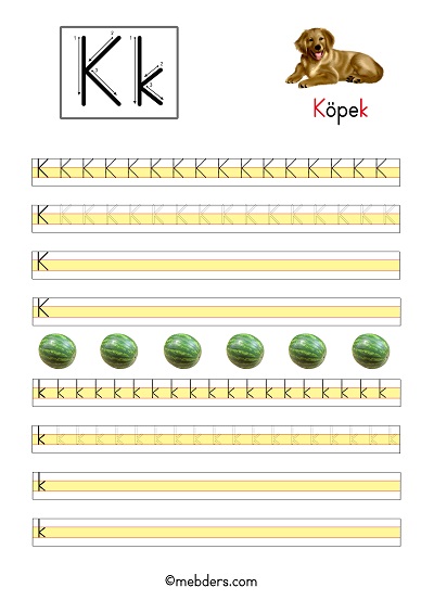 k sesi hissettirme ve yazma etkinliği