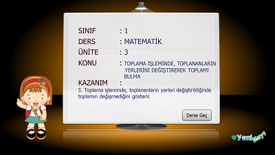 1.Sınıf Matematik Toplananların Yerlerini Değiştirerek Toplamı Bulma Sunusu