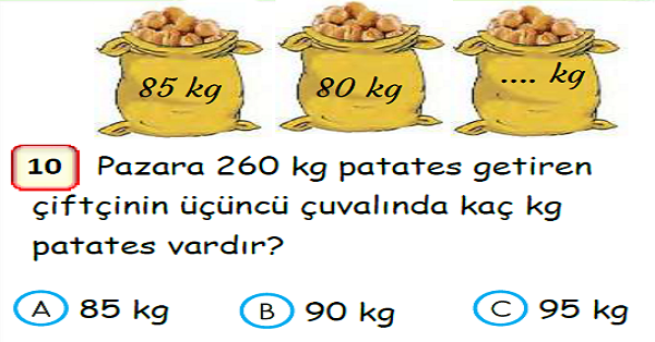 3.Sınıf Matematik Tartma Yaprak Test-2