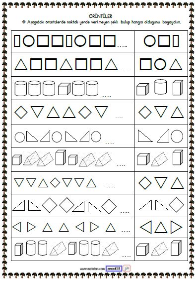 1. Sınıf Matematik Örüntüler Etkinliği 10