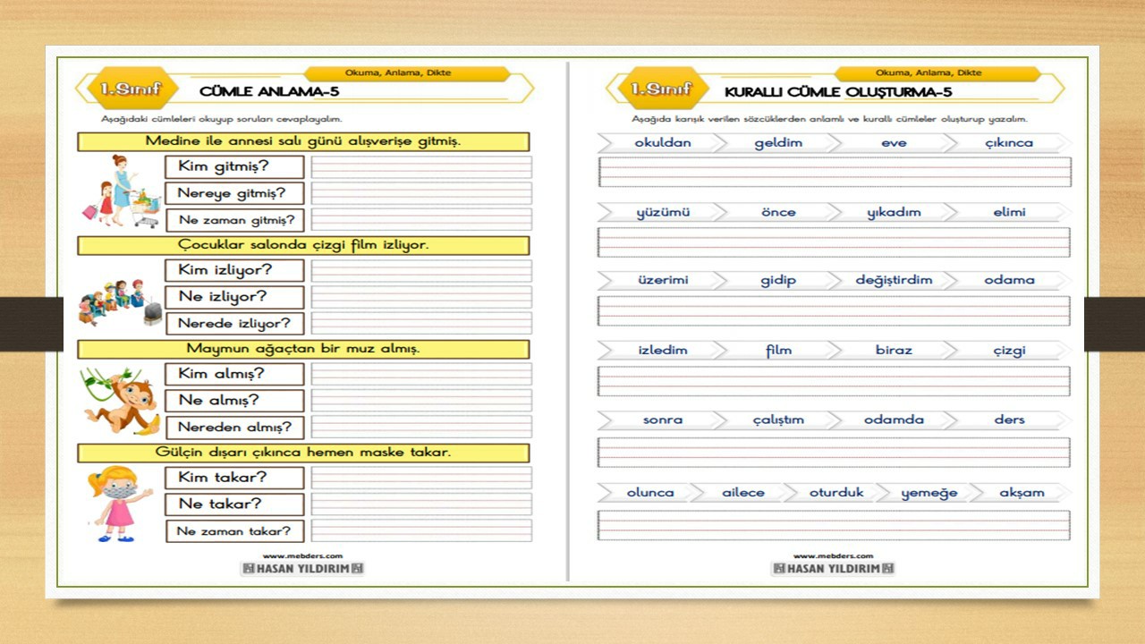 1.Sınıf Türkçe Cümle Anlama ve Kurallı Cümle Oluşturma-5