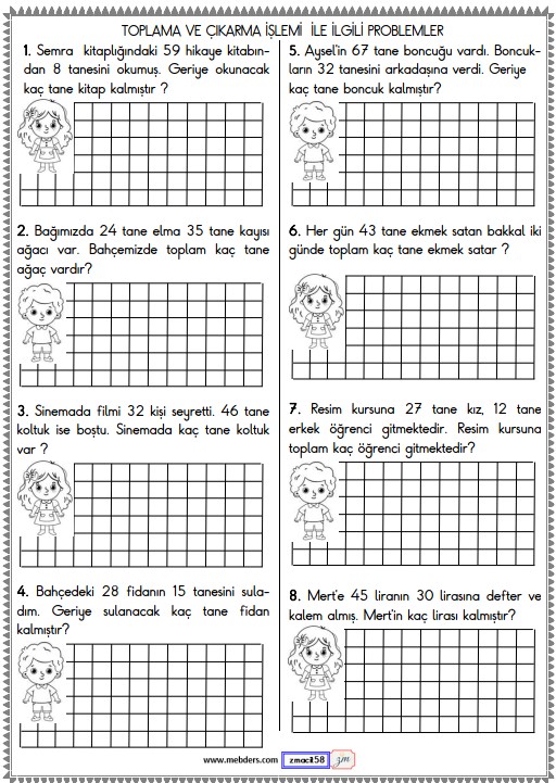 1. Sınıf Matematik Toplama ve Çıkarma İşlemi Problemleri Etkinliği 4