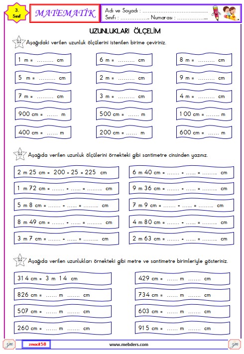 3. Sınıf Matematik Uzunlukları Ölçelim Etkinliği 13