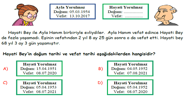4.Sınıf Matematik Zamanı Ölçme Yeni Nesil Sorular