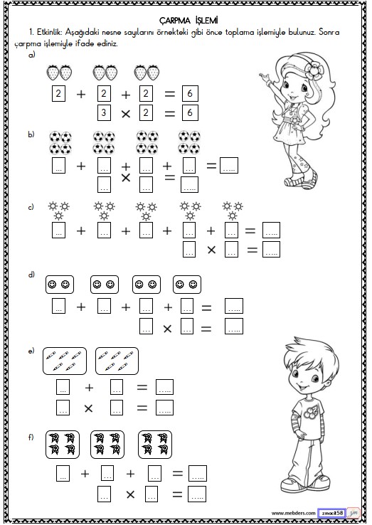 2. Sınıf Matematik Çarpma İşlemi Etkinliği 1