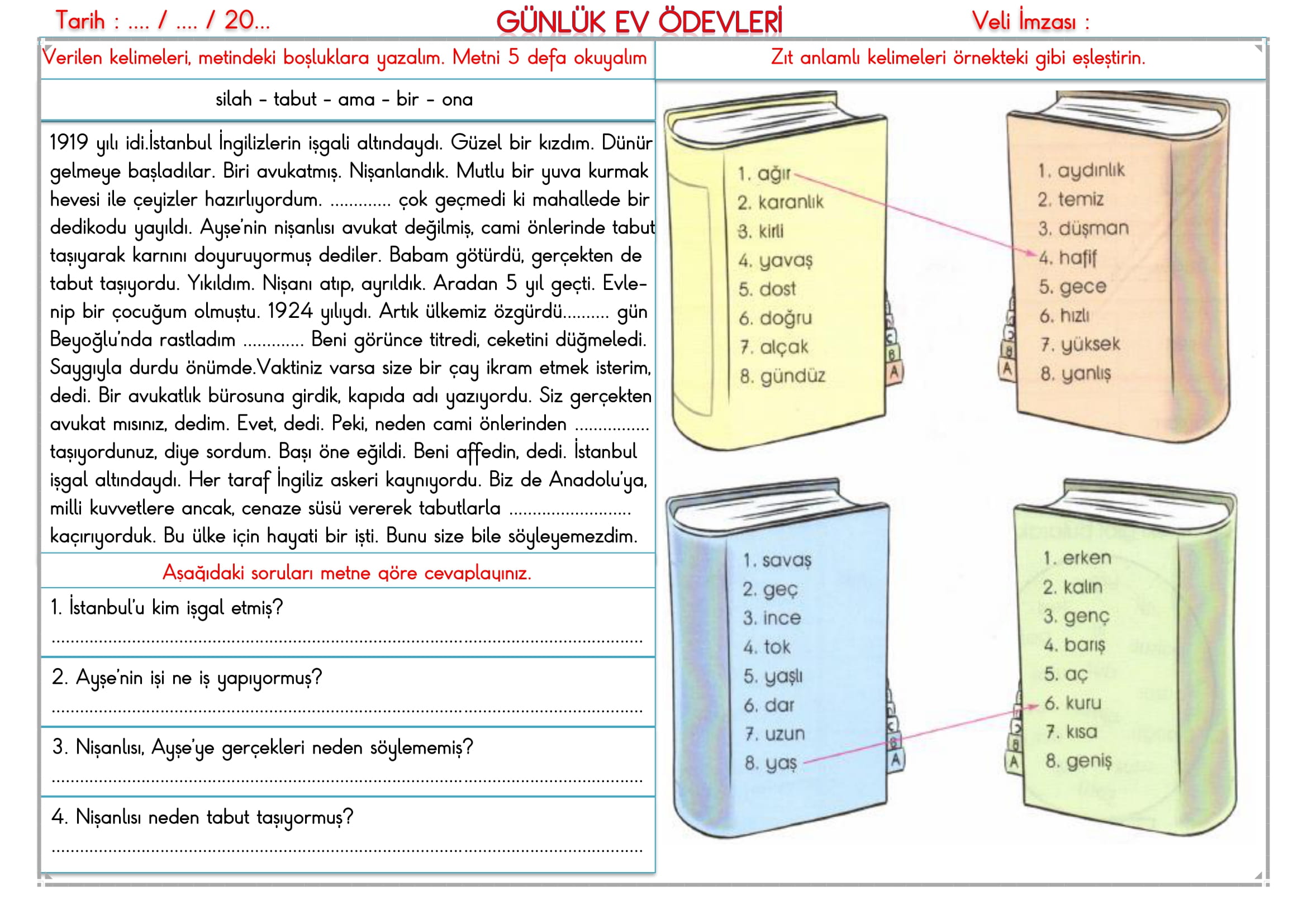 2.Sınıf - 24 Aralık 2025 Günlük Ev Ödevleri