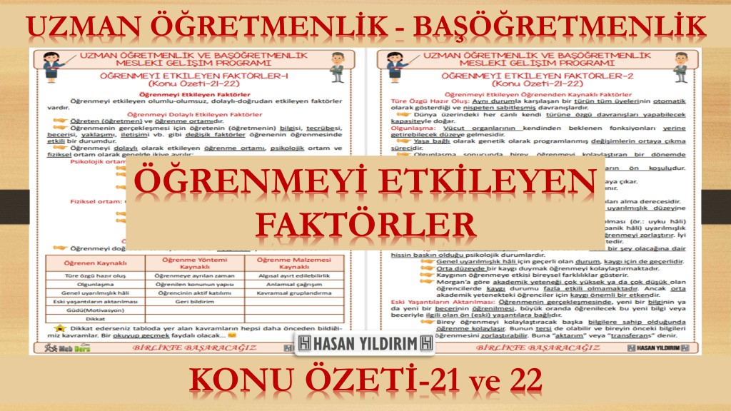 Öğrenmeyi Etkileyen Faktörler (Konu Özeti-21 ve 22)