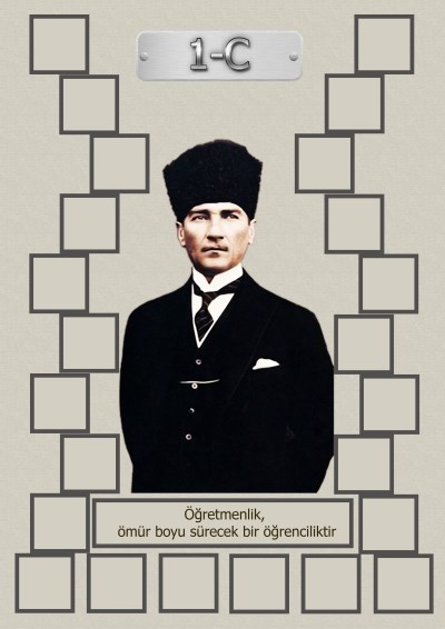 Model 15, 1C şubesi için Atatürk temalı, fotoğraf eklemeli kapı süslemesi - 24 öğrencilik