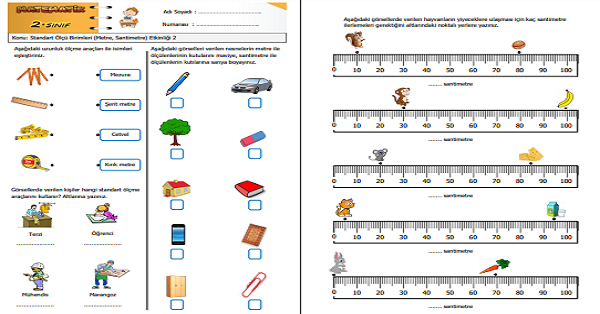 2.Sınıf Matematik Standart Ölçü Birimleri (Metre, Santimetre) Etkinliği 2
