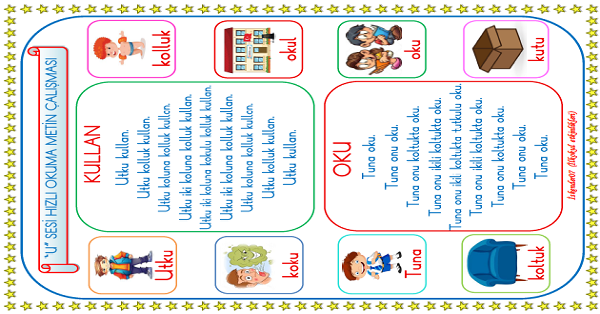 1. Sınıf İlk Okuma Yazma U Sesi Hızlı Okuma Metin Çalışması