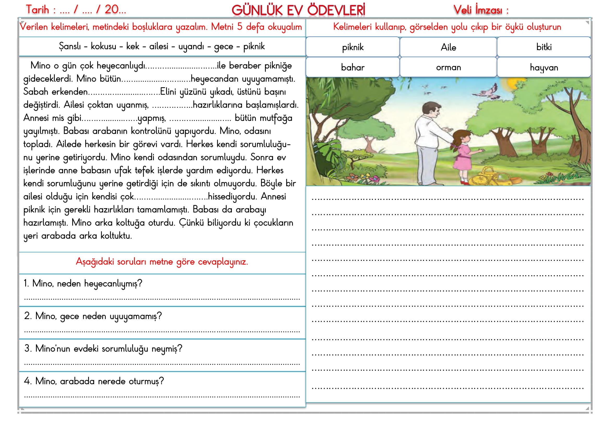 2.Sınıf - 19 Kasım 2025 Günlük Ev Ödevleri