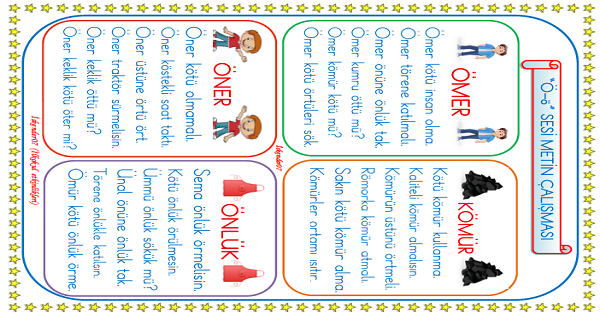 1. Sınıf İlk Okuma Yazma Ö Sesi Metin Çalışması