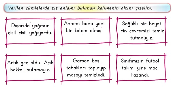 2.Sınıf Türkçe Zıt Anlamlı Kelimeler Etkinliği-3