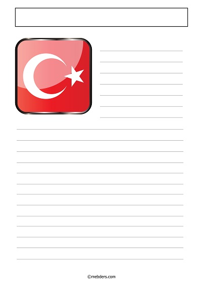 Üst solda Türk Bayrağı desenli yazı şablonu