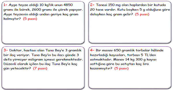 4.Sınıf Matematik Tartma Problemleri-3