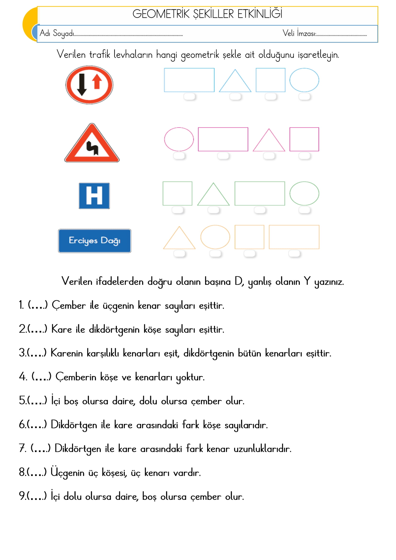 2.Sınıf - Matematik - Geometrik Şekiller Etkinliği-4