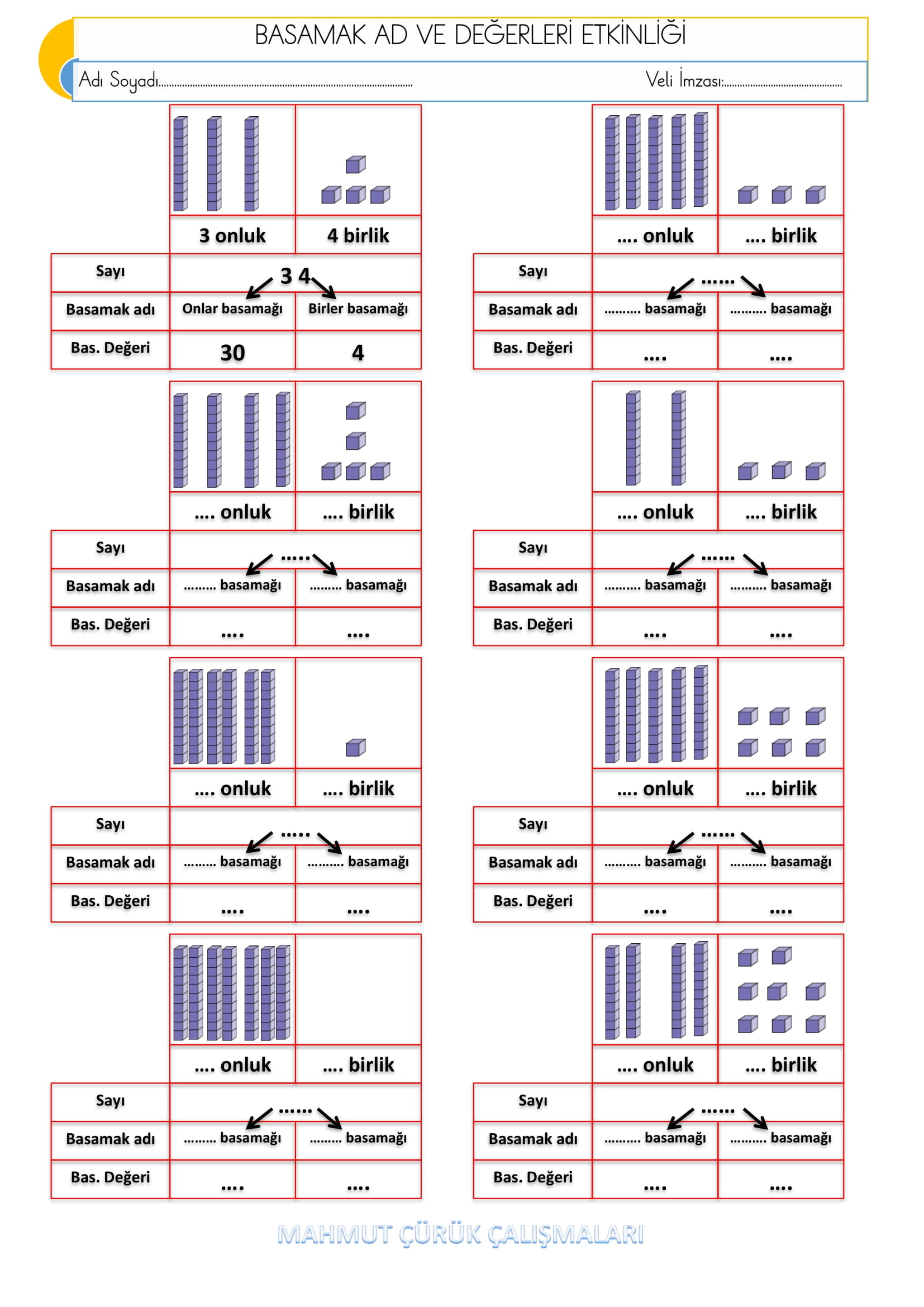 2.Sınıf - Matematik - Basamak İsim ve Değerleri Etkinliği-6