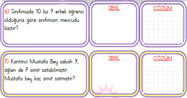 1.Sınıf Matematik Toplama İşlemi Problemler-4