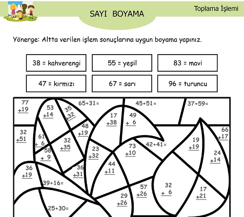 Toplama İşlemli Sayı Boyama Etkinliği