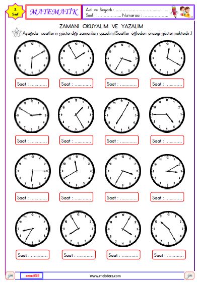 3. Sınıf Matematik Zamanı Okuyalım ve Yazalım Etkinliği 3