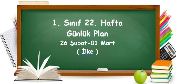 2023-2024 Eğitim Öğretim Yılı 1. Sınıf 22. Hafta Günlük Planlar (26 Şubat-01 Mart)