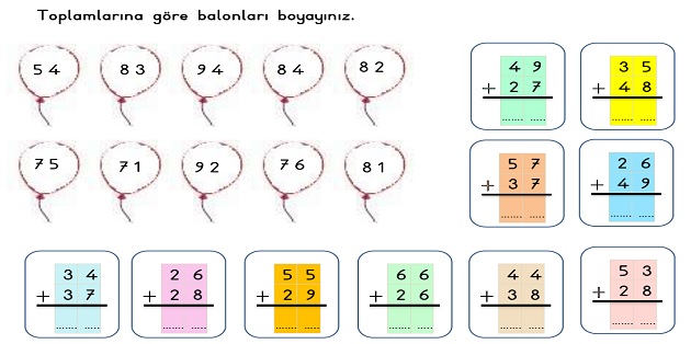 2.Sınıf Matematik Toplama İşlemi-Eldeli Toplama İşlemi Etkinliği-5