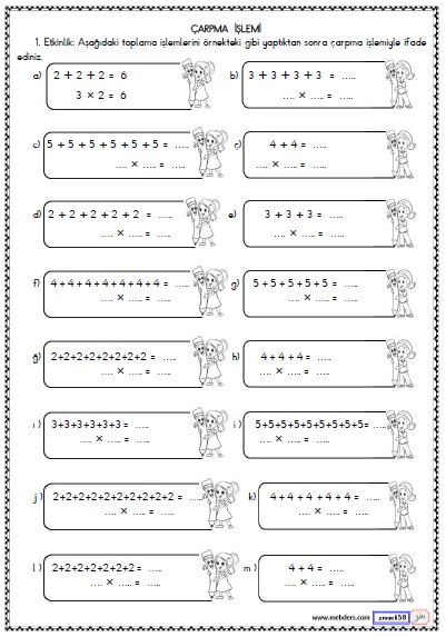 2. Sınıf Matematik Çarpma İşlemi Etkinliği 3