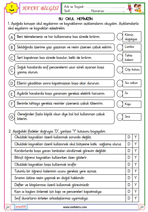 2. Sınıf Hayat Bilgisi Bu Okul Hepimizin Etkinliği