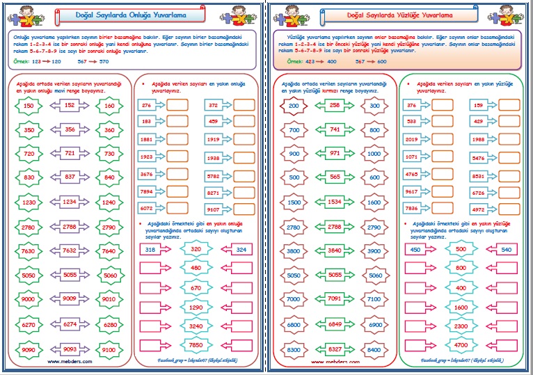 4.Sınıf Matematik Doğal Sayılarda En Yakın Onluğa ve Yüzlüğe Yuvarlama