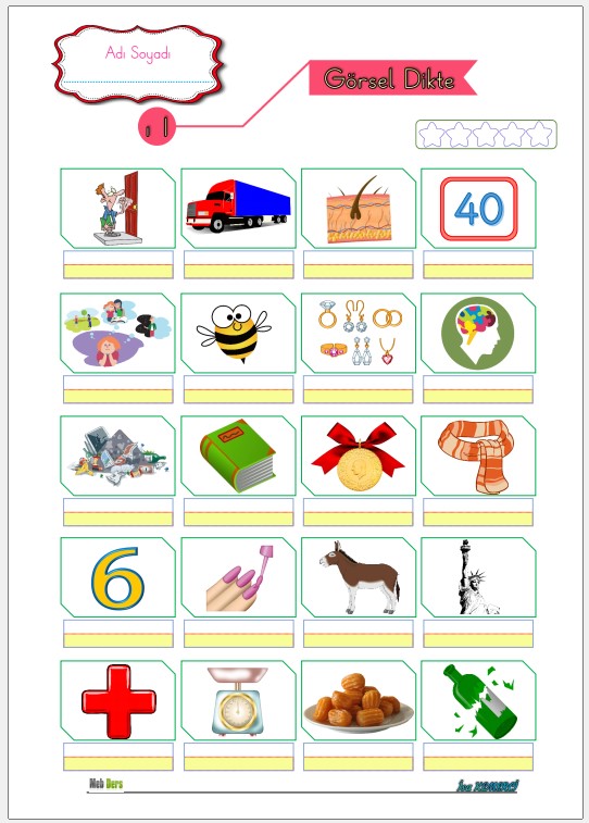 1. Sınıf İl Okuma Yazma I Sesi Görsel Dikte