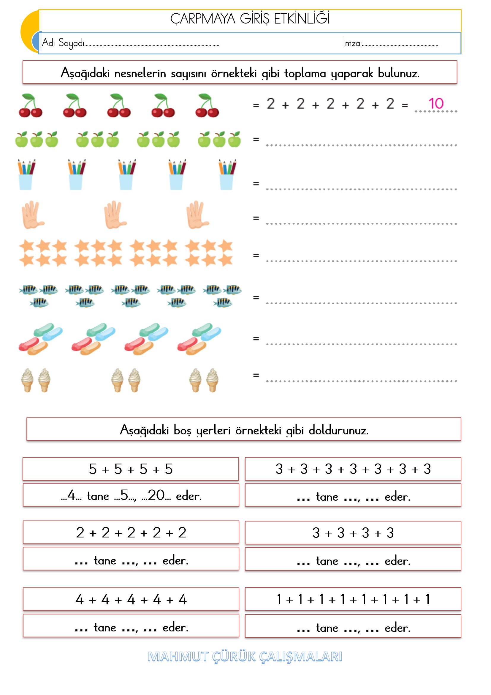 2.Sınıf - Matematik - Çarpmaya Giriş Etkinliği-2