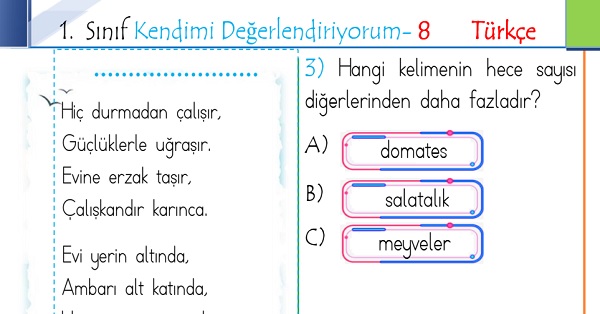 1.Sınıf Genel Değerlendirme 8