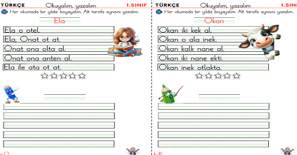 1. Sınıf İlkokuma Yazma O-K-U Sesleri Okuma Yazma Metinleri