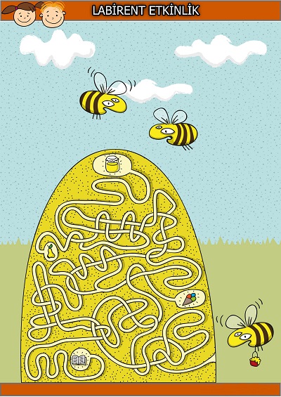 Şaşkın arılar labirent bulmaca etkinliği