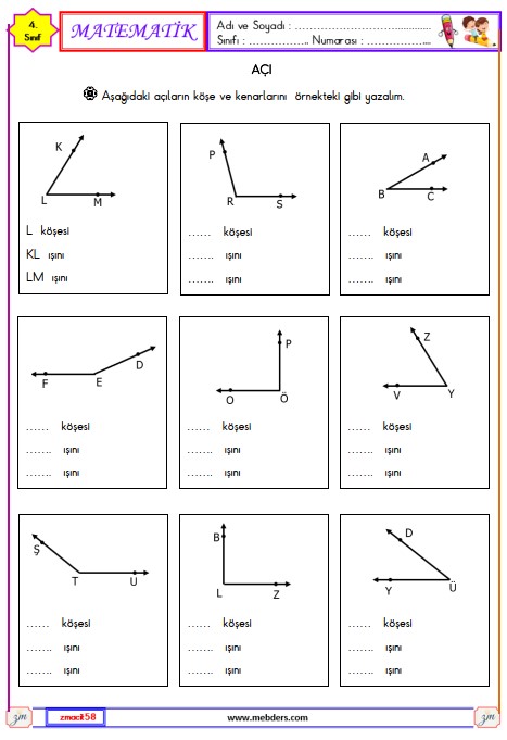 4. Sınıf Matematik Açı Etkinliği 1