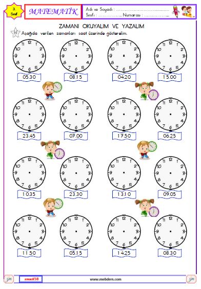 3. Sınıf Matematik Zamanı Okuyalım ve Yazalım Etkinliği 5