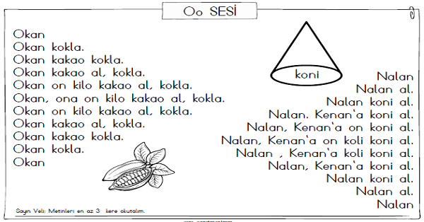 1.İlk Okuma Yazma (O-o Sesi ) Karesel Okuma Metni