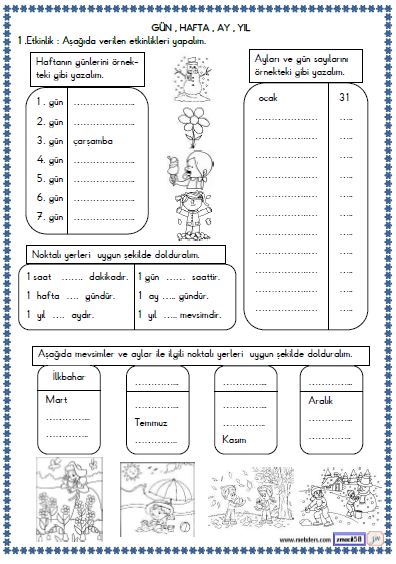 2. Sınıf Matematik Zamanı Ölçme - Saat Etkinliği 7