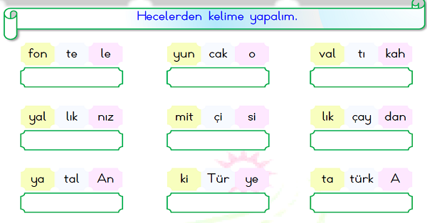 1.Sınıf Türkçe Hece Etkinliği-3