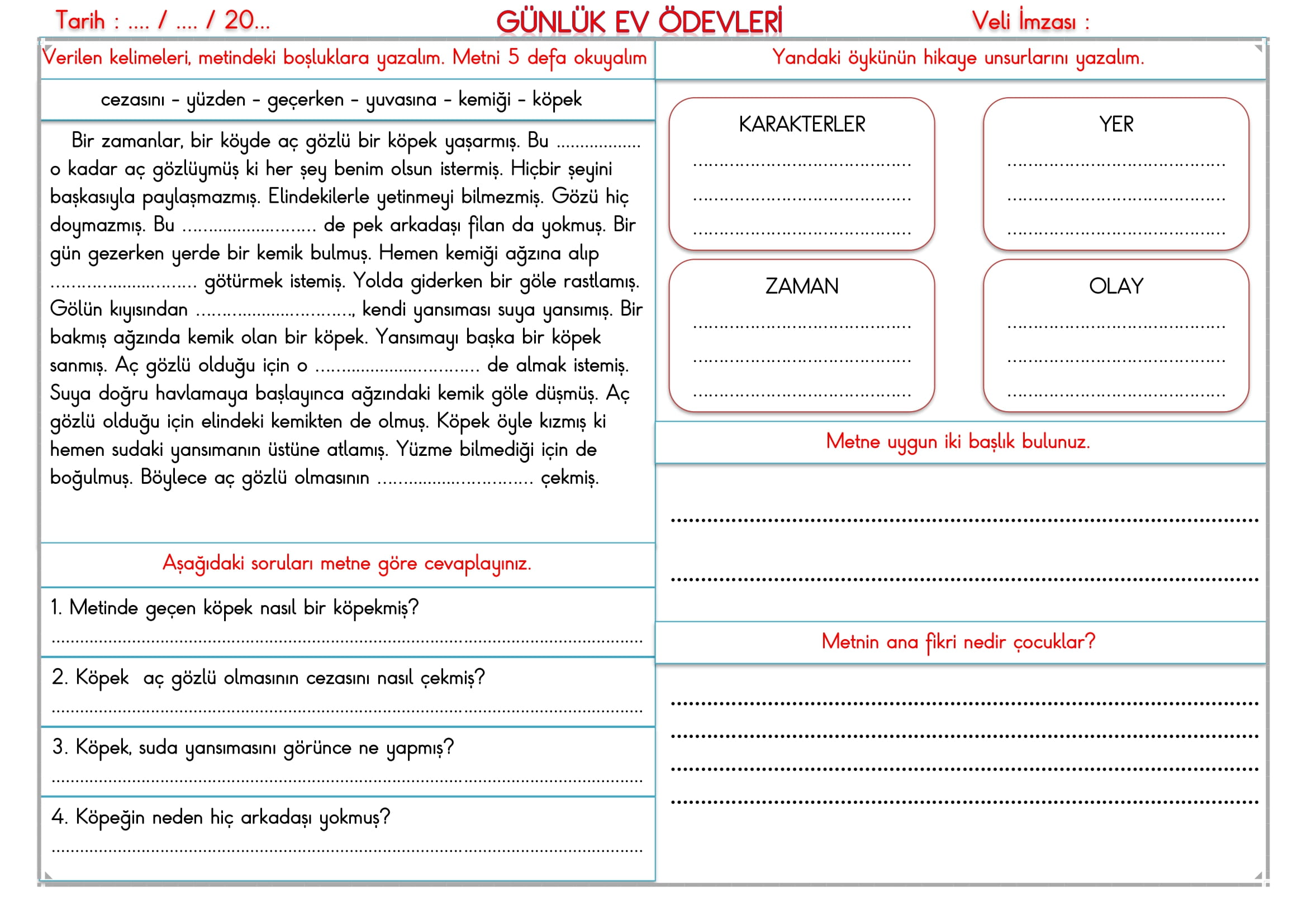 2.Sınıf - 05 Kasım 2025 Günlük Ev Ödevleri