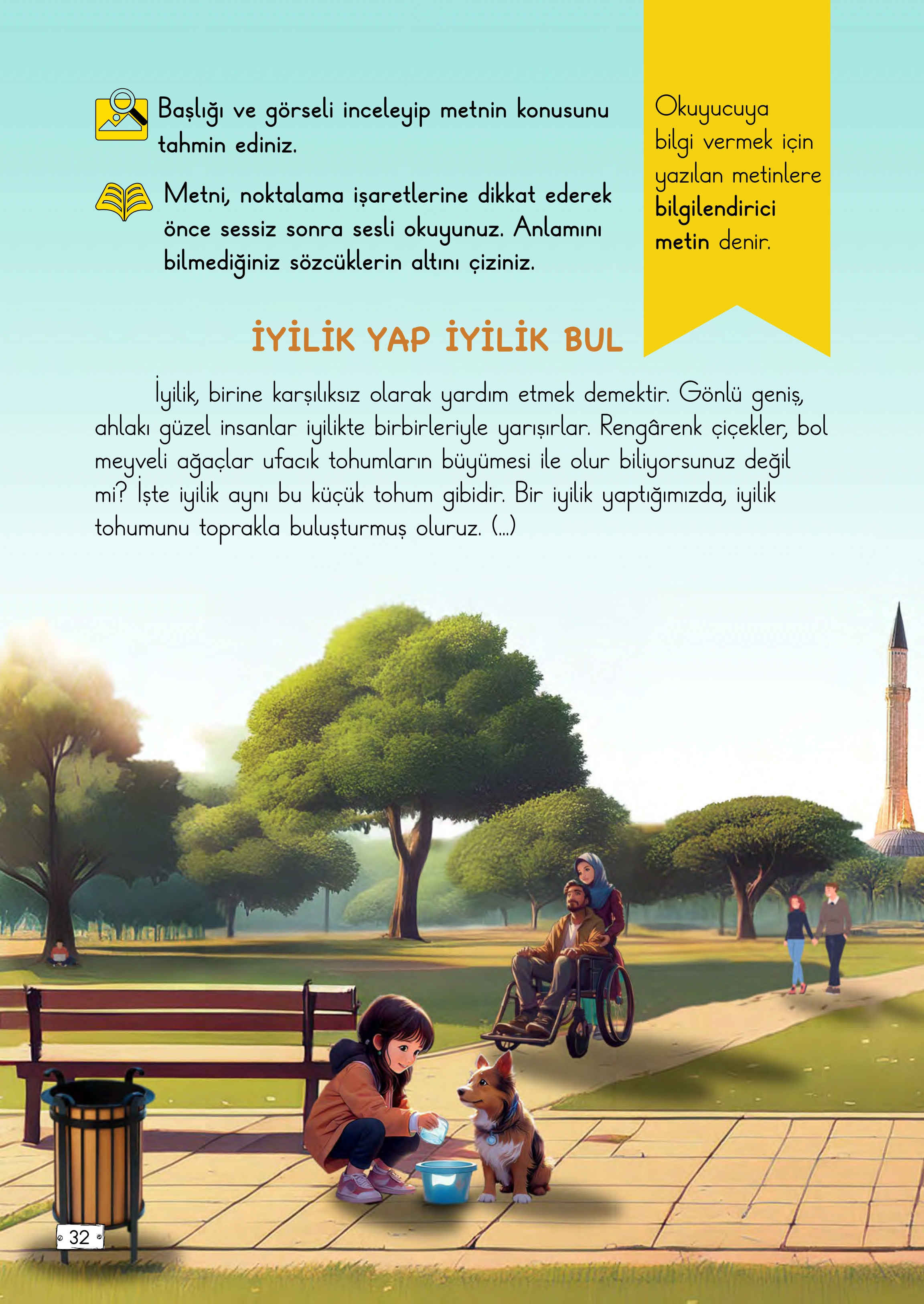 2. Sınıf Türkçe Meb Yayınları İYİLİK YAP İYİLİK BUL Metni Etkinlik Cevapları