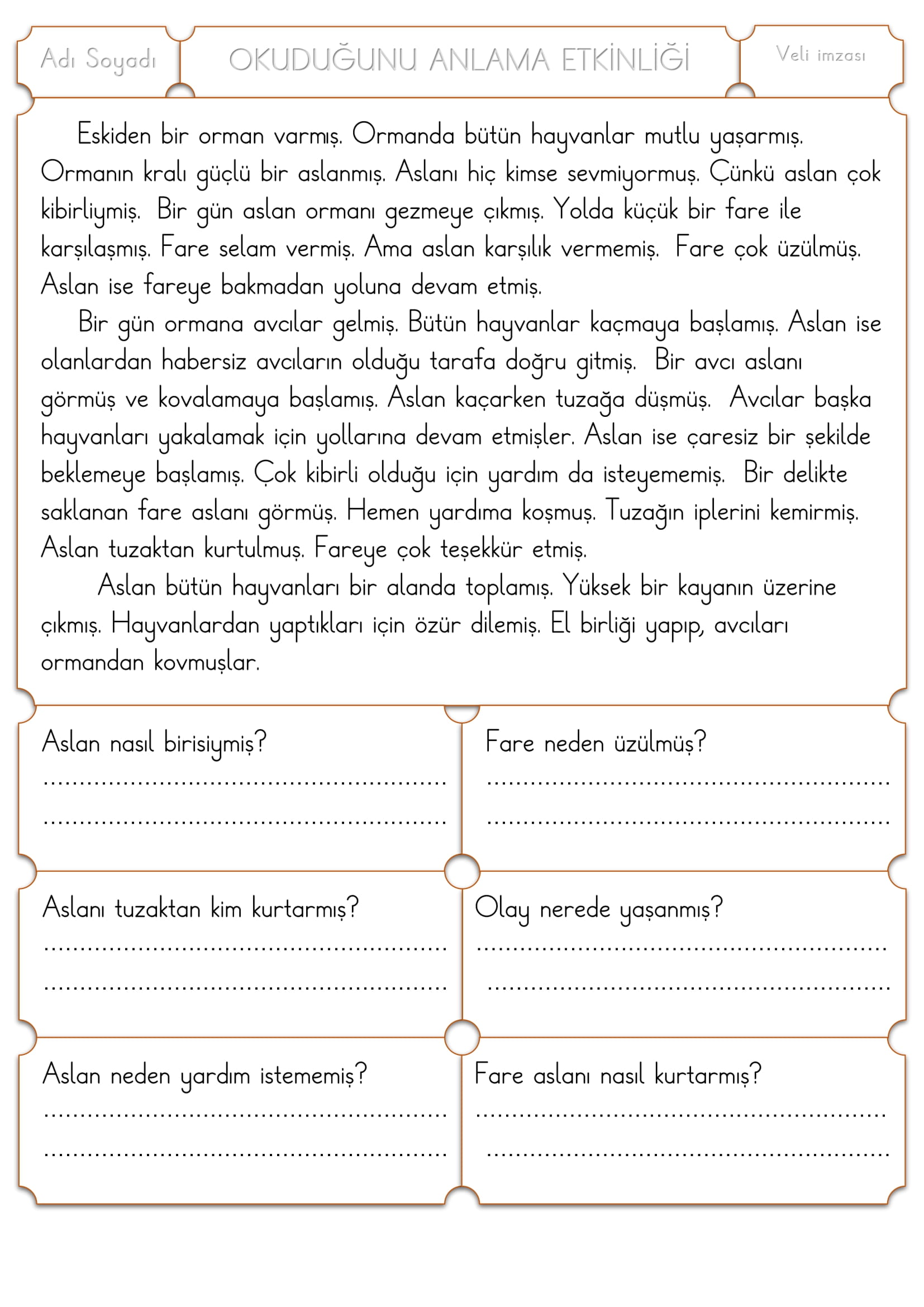 1.Sınıf Türkçe Okuduğunu Anlama Etkinliği -8
