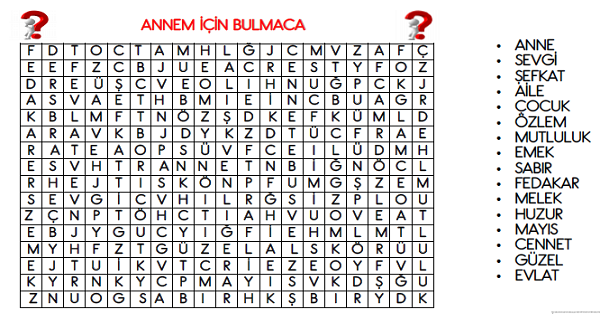 Anneler Günü Bulmaca