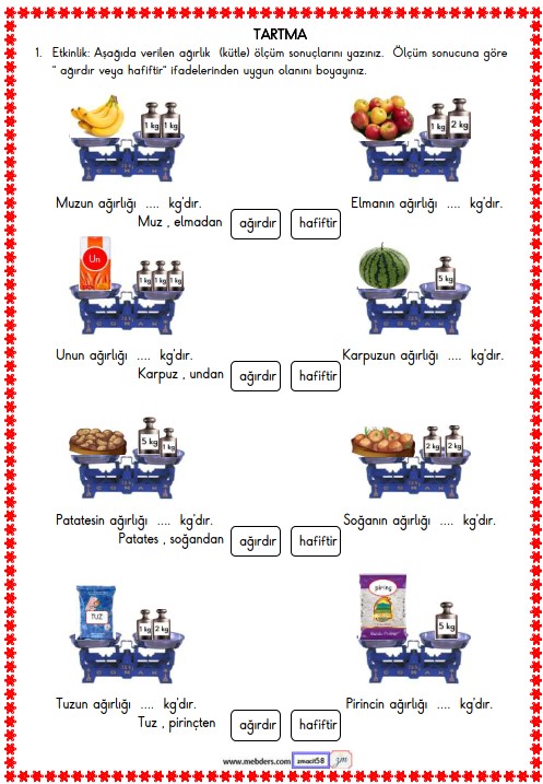 2. Sınıf Matematik Tartma Etkinliği 7
